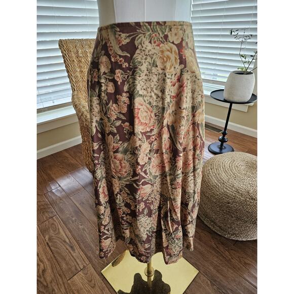 Liz Claiborne Sport Autumn Fall Skirt Women's Size 12P Maxi Bohemian Rayon - Picture 1 of 10